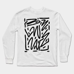 Abstract Black And White Zebra Art Print Long Sleeve T-Shirt